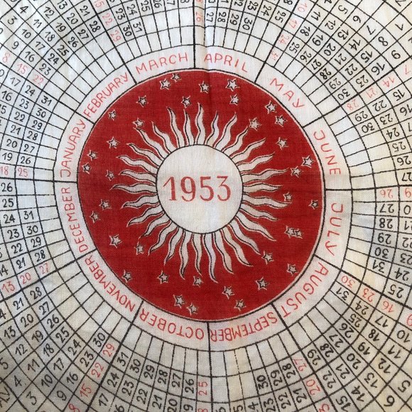 Vintage 1953 Astrology Calendar Zodiac Signs Scarf Handkerchief 11" Square - Picture 9 of 11